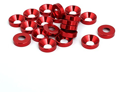 sourcing map 20stk M6 Aluminiumlegierungs Stoßfänger Rot Kotflügel Unterlegscheiben DE de