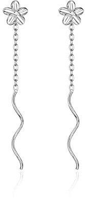 SLUYNZ 925 Argento Sterlina Plumeria Fiori Orecchini Nappa Penzoloni per le Donne Ragazze Plumeria Fiori Orecchini Orecchini Infila