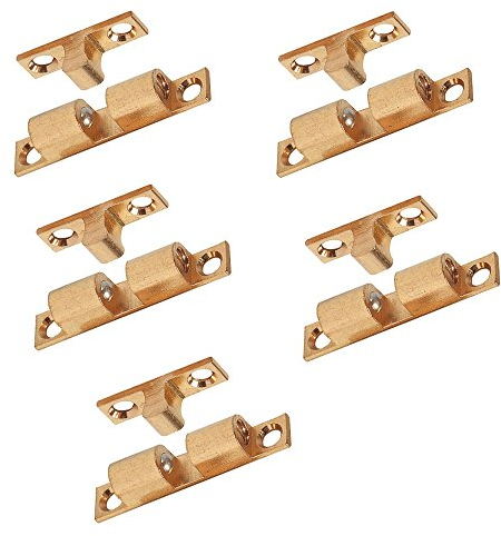 Gedotec Loqueteau à Double Bille | Profi Ideal | Serrure de Portes d'Armoire Intérieure | Fermeture de Placard et Meuble | Facile à Installer | Acier Inoxydable et Laiton | 9 x 49 mm | 5 Pièces