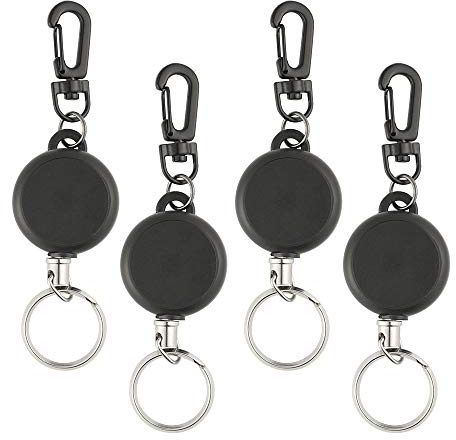 TUPARKA 4 Pieces Retractable Key Chain Heavy Duty Key Holde with 60cm/ 23.6 Inches Steel Wire Rope