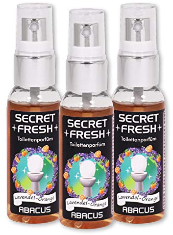 ABACUS® Secret Fresh Toilettenparfüm Lavendel-Orange, Toiletten Parfüm – verhindert Gerüche & schützt vor peinlichen Situationen – Toiletten Parfum, Secret Fresh Toilettenparfüm 3x 50 ml (7399)