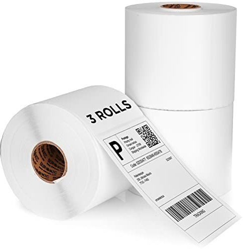 Duronic Thermal Labels LL4X6 (3 Rolls) | 500x Label Roll | 102mmx152mm (6”x4”) | Grade A Adhesive Labels | Perforated | Print Address Label for Packaging Envelopes | 3 Pack
