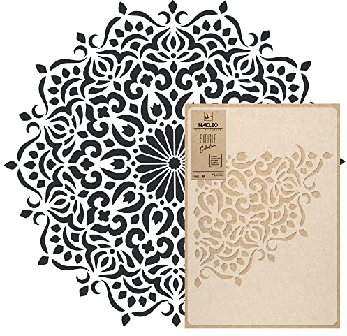 NAKLEO Mandala Große Malschablonen Durchmesser 120 cm - XL, Orientalischer Kreis Geometrisches Ornament, Wiederverwendbare Kunststoff Wandschablone DIY Handwerk, Holz Möbel Boden Stoff