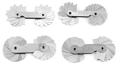 4 pezzi Indicatori di raggio, Misuratore di filettatura in acciaio, Strumento di misura convesso R0.3-1.5 / R1-6.5 / R7-14.5 / R15-25mm