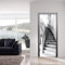 Stickers 3D Porte Poster Escalier Noir Et Blanc Créatif Créatif Papier Peint Porte Trompe L'Oeil Pour Salon Chambre Décoration De La Maison Stickers Muraux Imperméable Stickers Amovibles 77X200Cm