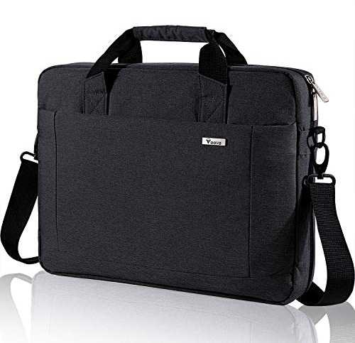 Voova große Laptoptasche für 17 17,3 17,4 Zoll Laptop, 30% mehr Kapazität, Innenfächer, verdickt wasserdicht Notebook Tasche, kann auf dem Koffer, kompatibel mit Macbook Dell HP, Schwarz