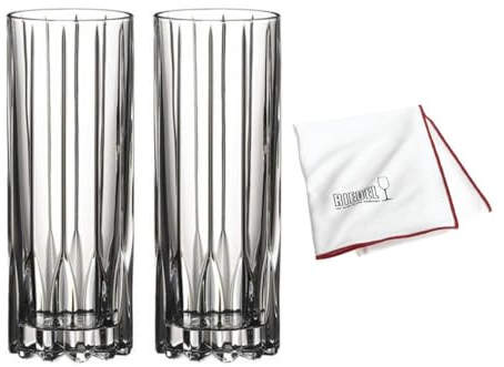 Riedel Drink Specific Glassware Fizz Cocktailglas (2er-Pack) mit Mikrofaser-Reinigungstuch, 3 Stück