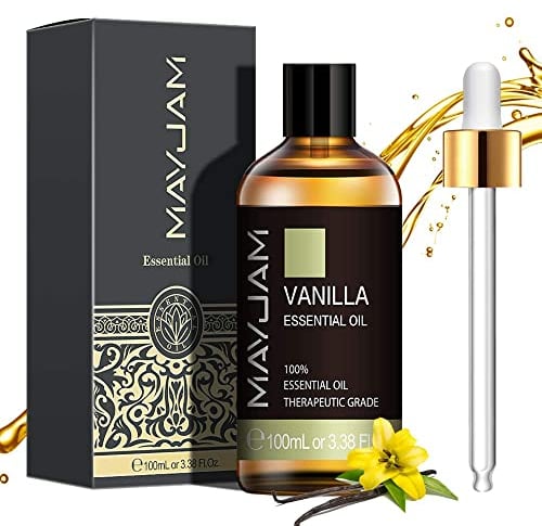 MAYJAM Vanille Ätherisches Öl 100ML, Vanilleöl für Diffusor, Luftbefeuchter, DIY, Home,Wardrobes