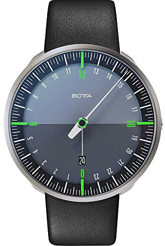 botta 24-Stunden-Einzeigeruhr Herren Schweizer Quarzwerk mit Lederarmband UNO 24 (45 mm)