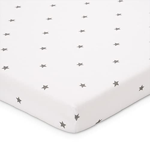 FabiMax Bio-Jersey Spannbettlaken für Laufgitter 75x100 cm, weiß/graue Sternchen