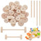 OLYCRAFT 32 Stück Holzräder mit 32 Stück Holzstäben Unfinshed Holz Zeugrad Holz Zeugräder Mit 5mm Löch Holzräder-Set Zum Basteln Für DIY Zeugautos Holzbastelprojekte Kunsthandwerk - 28mm & 35mm