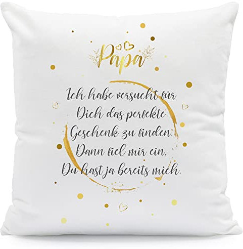GRAVURZEILE Zierkissen mit Spruch - Ich Habe versucht - bedruckter Bezug mit Reißverschluss - Geschenk für Freunde, Familie & Partner - Größe: mit Füllung - Farbe Papa (Ich Habe...)