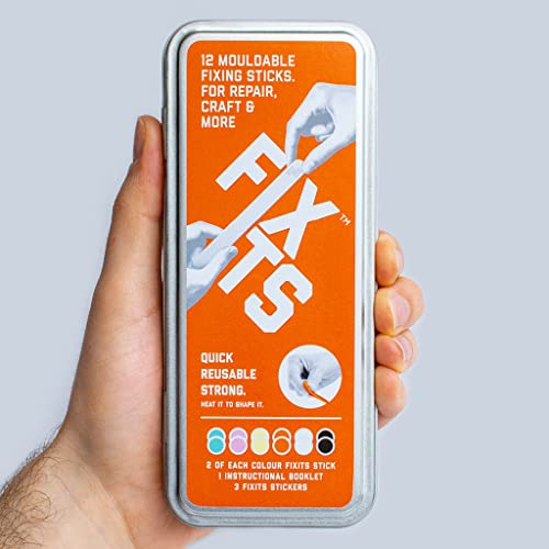 Fixits Hardening Putty Sticks - Stronger than glue -Reusable Plastic Fixing Sticks For Everyday Fixes - Mouldable Putty for Repairing, Crafting, Creating - Ideal DIY Tool - Pack Of 12 Large 10g