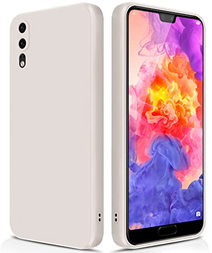GiiYoon Hülle Kompatibel mit Huawei P20, Hochwertiges Liquid Silicone Case, Rundumschutz Handyhülle, Kratzfestes Weiches Mikrofaserfutter- Weiß
