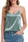 VIDUSSA Camiseta sin mangas con cuello en V para mujer, sin mangas, de satén, verde, S