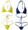 Femme Maillot de Bain Deux Pièces Sexy Brésilien Bikini Slim String Tanga Ensemble Lingerie Swimwear De Plage Micro Mini Bra Triangle String Bikini Femmes 4 Pieces Bleu + Jaune (2 Set)