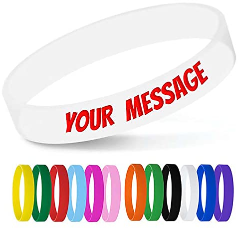 Bracelets personnalisés en Silicone en Vrac avec Message Texte personnalisé en Caoutchouc pour événements, Motivation, collectes de Fonds, Sensibilisation, Bracelets personnalisés Blanc
