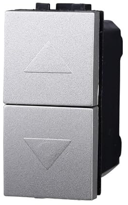 Pulsante Doppio Saliscendi 1P+1P 10A, Compatibile Con Bticino Living Light (1 Pezzo, Grigio)