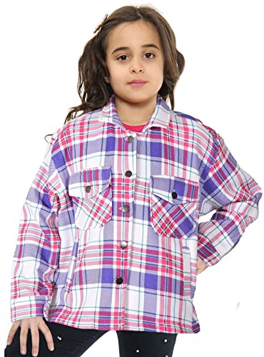A2Z 4 Kids Girls Checks Longline Fleece Jacket Stylish Tunic Jackets - Jacket 854 Purple Check 5-6