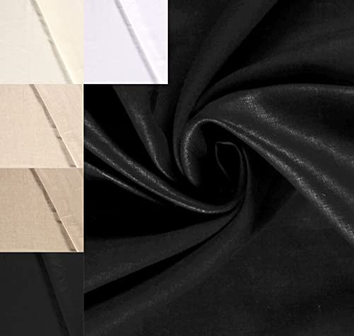 Sommerleinen Stoff Meterware - Reinleinen, pure linen - 100% Leinen, reines Leinen - Naturfaser, Naturstoff - Leinenstoff leicht *ab 50 cm, Farbe: 069 schwarz