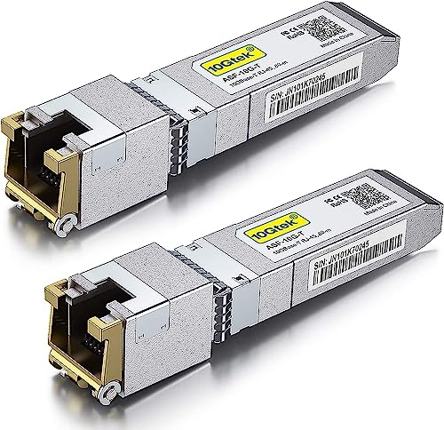 10Gtek 2-Pièces 80-Meter Transceiver SFP+ RJ45 10GBase-T, Copper Ethernet Cat.6a Module, Compatible pour Cisco SFP-10G-T-80, Ubiquiti UniFi, MikroTik, Netgear, TP-Link, D-Link, Open Switch