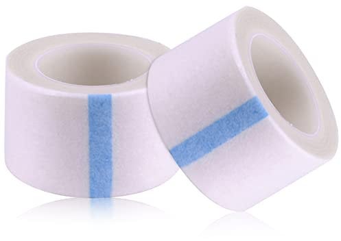 2 Rolls Micropore Surgical Tape, Microporous Tape 2.5cm X 9.1m Micro Tape First Aid Tape Medical Tape Earring Cover Up Tape (White)