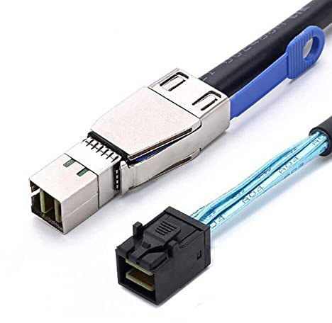 Allowish Cable de conexión de Servidor Mini SAS SFF-8644 con IC a SAS SFF-8643 (1m,Black)