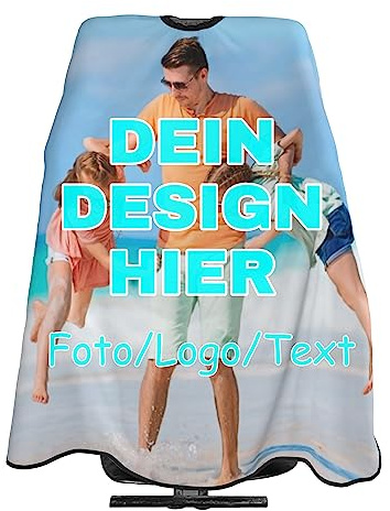 RKXGiftopia Personalisierter Friseurumhang Mit Foto, Haarschneideumhang Selbst Gestalten Mit Bild Logo Text, Barber Cape Für Kinder Erwachsene, Geschenk Für Friseur Salon Zuhause