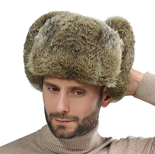 JIAHG Herren Winter Fliegermütze Trappermütze Winddicht Warm Wintermütze mit Ohrenklappen Männer Baseball Cap Bombermütze Russenmütze für Snowboarden Skaten Radfahren