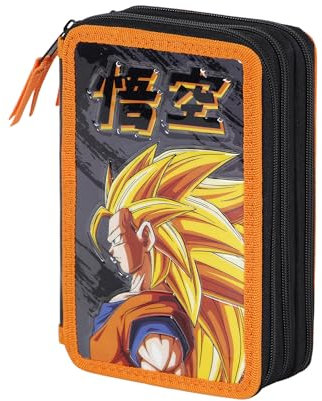 Dragon Ball Warrior-Gefülltes Dreifach-Federmäppchen, Mehrfarbig, 14 x 21 cm
