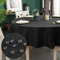 Yeahshion Runde Tischdecke Fleckabweisend Schwarz Φ150cm, wasserdichte Tischdecke Polyester-Leinen-Optik für Tisch, Esszimmer, Restaurant Schutz (Schwarz, Φ150cm)