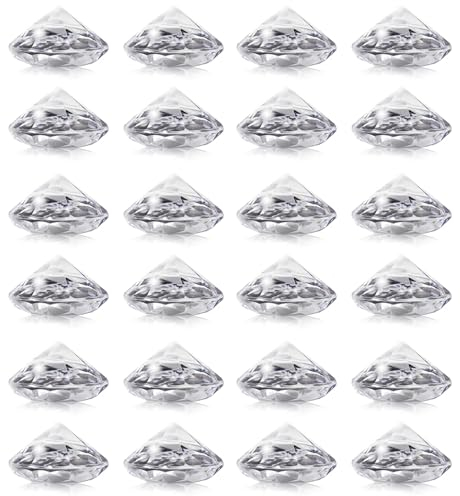 Tischkartenhalter aus Acryl, Diamant-Tischnummern für Partys, Hochzeiten, transparent, 24 Stück