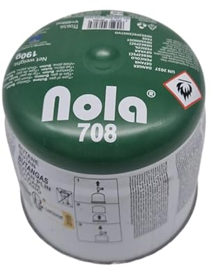 NOLA Gas 190g - 1x Butan Gaskartusche, premium Stechgaskartusche für Campingkocher, Gasbrenner, Campinglampe, Heizgerät, Butan Gas Kartuschen mit Lock System Art. 708 (1)