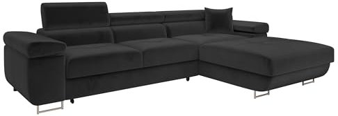 Mirjan24 Ecksofa Torezio Mini mit Bettkasten, Einstellbare Kopfstützen, Bequeme Polsterung, Eckcouch mit Schlaffunktion für Wohnzimmer L-Form Couch mit Bettfunktion (Manila 18, Seite: Rechts)