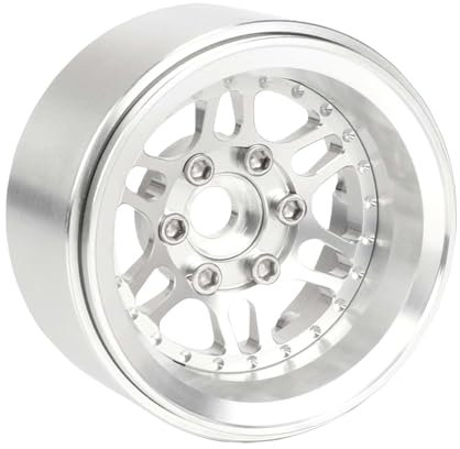KEEDA 4 Stück Metall 1,9 Zoll Beadlock Räder Felgen Negative Offset -10mm Felge Upgrade Ersatzteile für SCX10 Pro TRX4 VS4-10 Gen8 TRX6 1/10 RC Crawler Auto Truck (Silber)