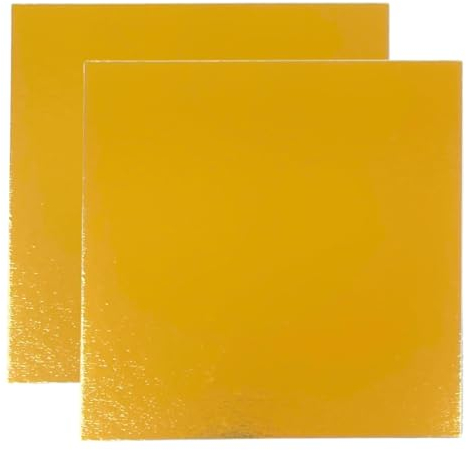 Bases para Tartas Cuadradas 30x30 cm | Pack de 10 Oro | Grosor 1 mm |Soporte Expositor en Cartón para Bizcochos, Pasteles y Dulces | Color Dorado