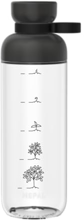 Mepal Trinkflasche mit Zeitmarkierungen - Motivations-Wasserflasche mit extra Trinkkomfort - Einzigartiger Größenangabe - BPA-frei & auslaufsicher - Grow the Tree - 700 ml - Nordic black