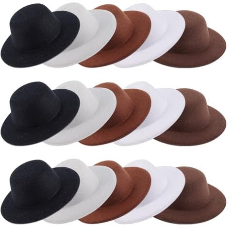 AHANDMAKER 15 Stück Mini Hüte Für Formelle Anlässe Miniatur Puppenhüte. 5 Farbe Puppen Miniaturhut Weihnachtspuppen Bastelhut Mini Hut Fascinator Basis Für DIY Bastelarbeiten Haar Accessoires