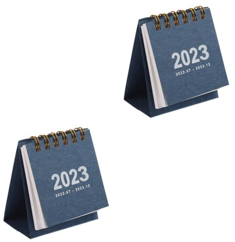 Lurrose 2St 2023 Mini-Tischkalender Schreibtischkalender persönlicher kalender Standkalender für den Haushalt kleiner tisch fürs büro heim filigraner Tischkalender Bürobedarf Papier Blue