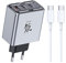 Nubia Chargeur USB C 80W avec Cable, GaN Chargeur Rapide et Pliable 3 Ports Prise Type C Adaptateur QC 4.0/PD 3.0 pour MacBook Pro/Air, iPad, iPhone 16/15/14/13 Plus Pro Max Galaxy S24/S23 Ultra etc