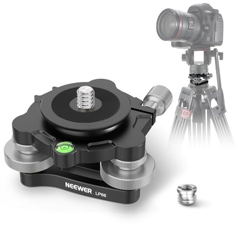 NEEWER Tripod Head Leveling Base Camera Leveler with Bowl Adapter, 3 Axis Wheel Metal Head with 3/8 Screw & Thread, +/-9° Precise Angle Adjustment for Macro Panoramic Photography, Max Load 33lb, LP66