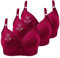 BH Damen Ohne Bügel 3er Pack BHS für Damen, ohne Bügel, verstellbare BHS, Bralette mit voller Abdeckung und Halt, Übergröße, Alltags-BH Handtuch BH Damen (Red, M)