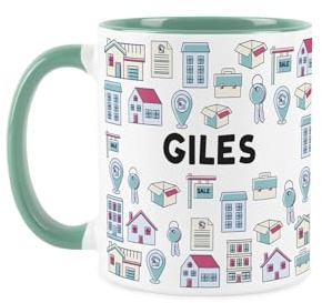Purely Home Custom Estate Agent Mug - Humourous Realtor Property Sales Novelty Gift - Tea/Coffee Blue Ceramic Cup Personalised Present for Estate Agents