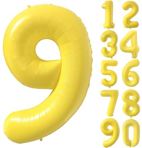 Gelbe Luftballon 40 Zoll Zahlenballon Groß Gelb Luftballon 9 Gelb Geburtstag Ballon Gelbe Folienballon Zahl 9 Helium Ballon 9 Mädchen Jungen Geburtstagsdeko Jubiläum Party Deko