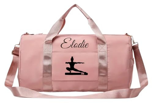 Sac de Sport Souple Rose 30L Gym - La Fabrique d'EC - personnalisé avec Motif Gymnastique (GAF) + Prénom (Souple Rose Gym)