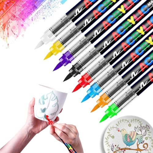 Topspitgo Porzellanstifte Spülmaschinenfest Keramik Bemalen Set Schnell Trocknend Wasserfester Acrylmarker für Tassen Keramik Mustern und Designkreationen Auf (8 Farben)