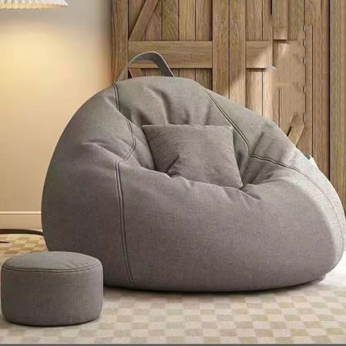 GWFBLID Sitzsack Sitzsack Sessel Leinenimitat Sitzsack Sitzsack Erwachsene mit Füllung Sitzsack Flauschig Sitzsack Schlafzimmer mit Hocker Sitzsack Wohnzimmer Relaxliege
