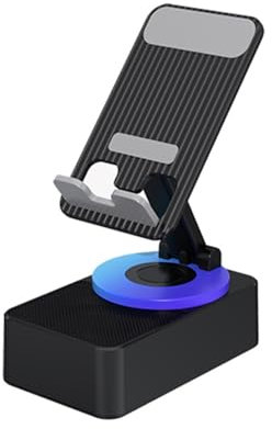 BDSHGRDH Bluetooth Audio Power Bank Bracket, Cell Phone Stand with Wireless Bluetooth Speaker, 3-in-1 Foldable Cell Phone Stand(Black)