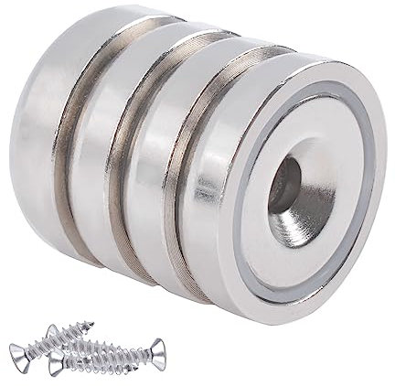 Aenienoe Neodym Magnete mit Loch 32kg Magnete Stark,Magnet zum Anschrauben mit Schrauben für Werkstatteinrichtung Zubehör 25mm 4 Stück