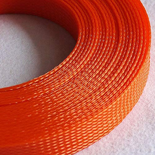 JWOO Bunter, erweiterbarer Kabelschlauch aus PET, eng geflochtener, hochdichter Schutzmantel for Kabelverschraubungen(Orange,16MM*5M)